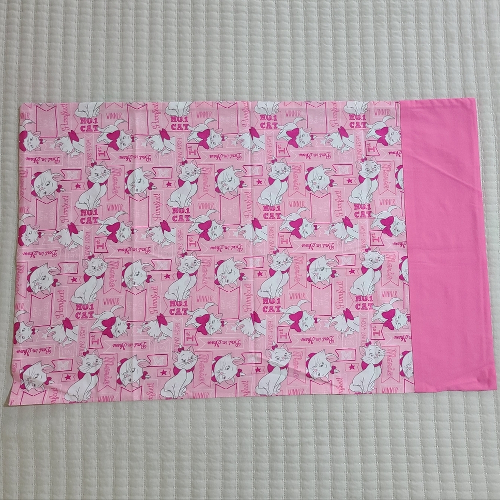Pink Disney Marie Aristocats Cat Print Handmade Cotton Pillowcase